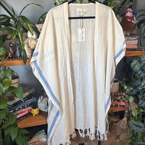 Rays for Days Anthropologie White Cotton Bohemian Kimono; Beach Swim Coverup